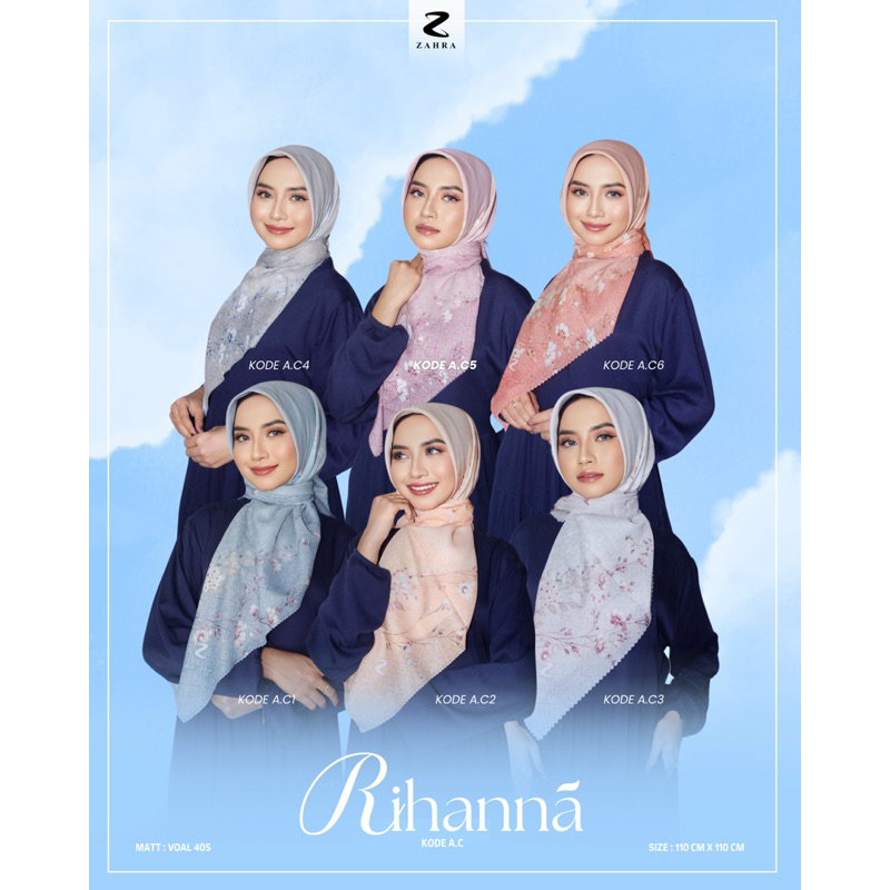 Zahra Hijab - Rihanna Series (Segi Empat Motif) Hijab Seragam