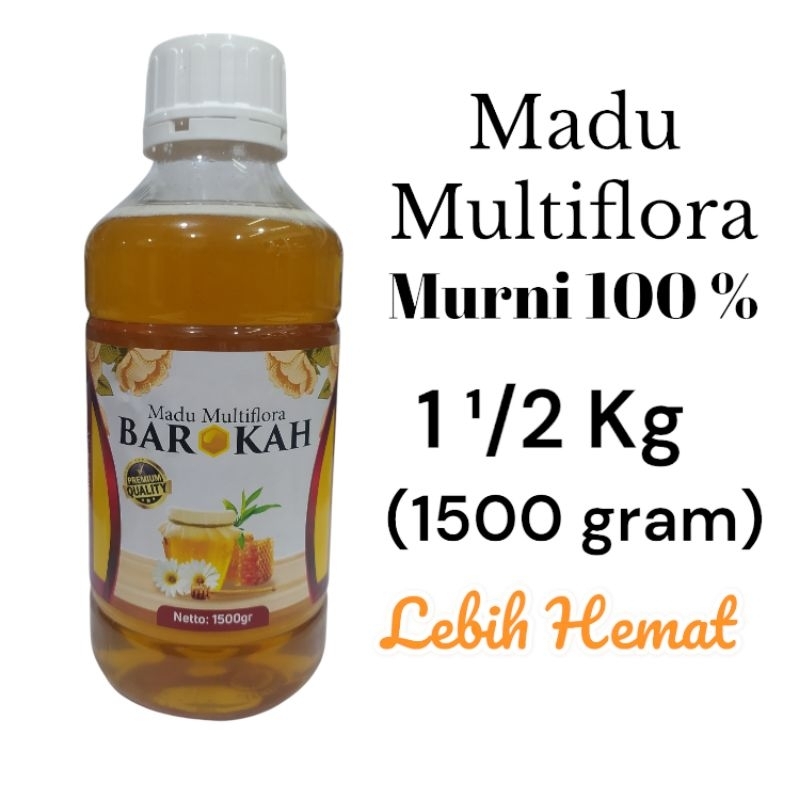 

Madu Multiflora Barokah 1500gr Asli dan Murni tanpa Campuran/Madu Nektar Bunga Muntiflora 1500 gram