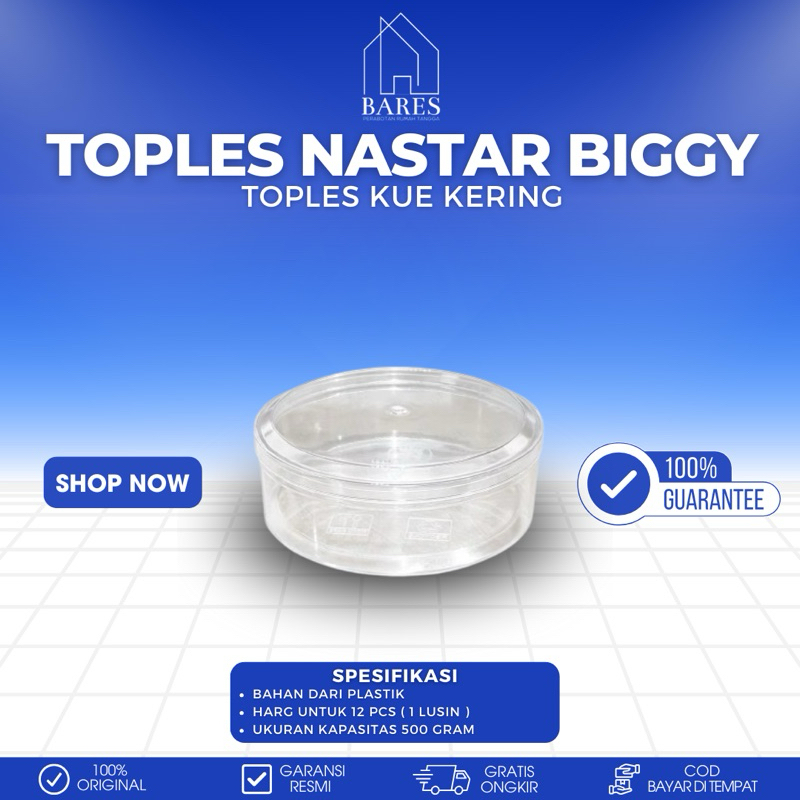 Toples Nastar 500 gram Biggy CT-250 Toples Kue Kering Putri Salju 1 Lusin