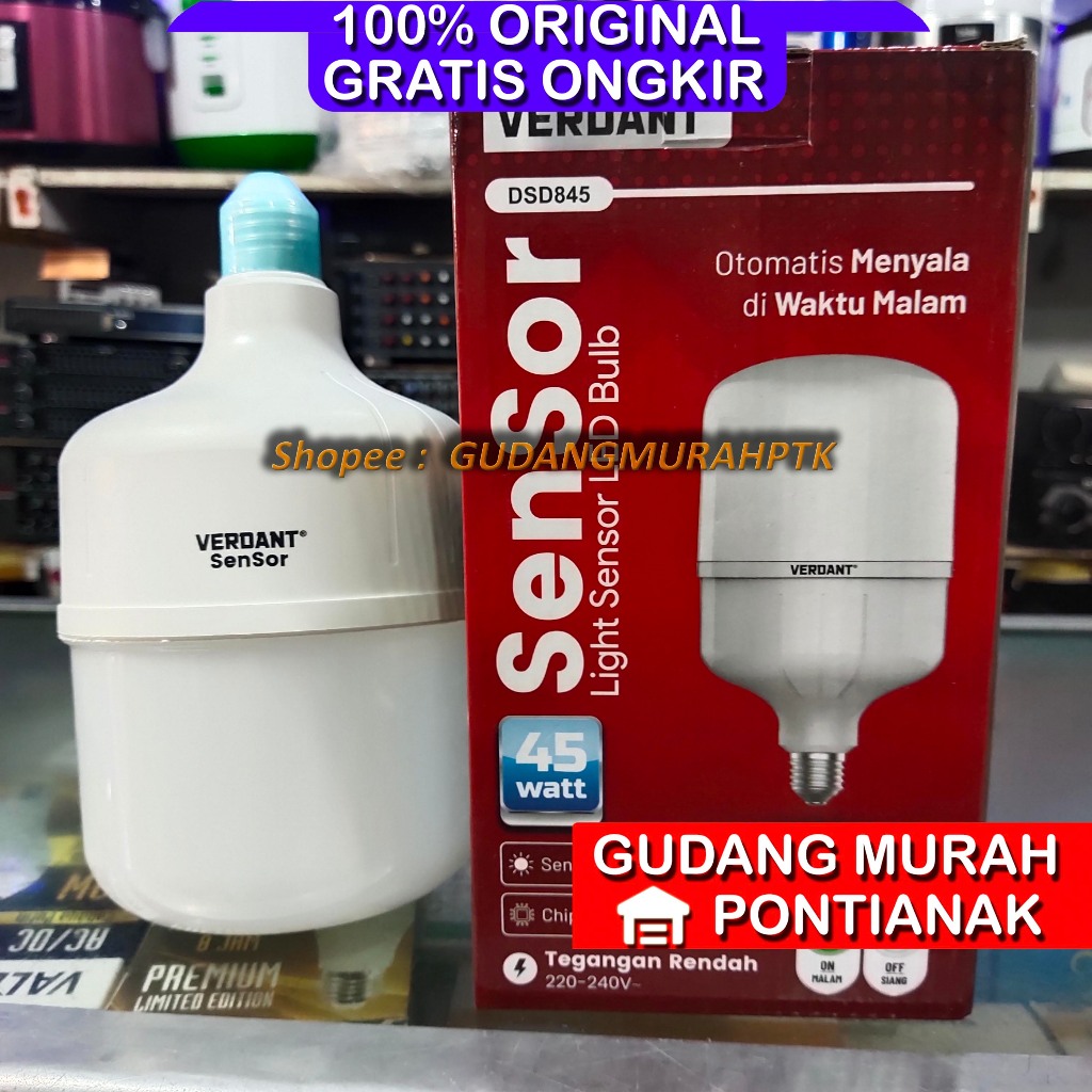 Lampu led Bohlam sensor 45w KAPSULE JUMBO OTOMATIS cahaya uv outdoor VERDANT 45 WATT DSD 845