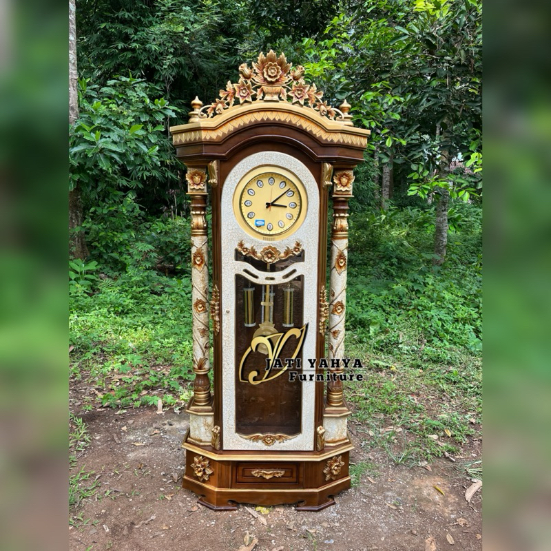 Lemari jam hias ding dong kayu jati