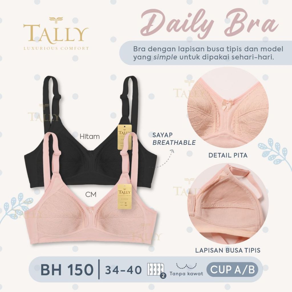 Tally 150 Daily Bra Tanpa Kawat Tanpa Busa Cup A