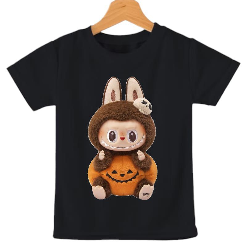 baju kaos anak unisex perempuan/laki laki gambar BONEKA LABUBU HELLOWEEN lengan pendek 1-10 thn