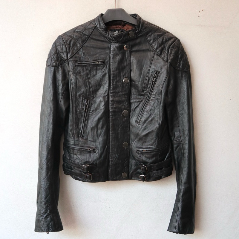 Jaket kulit asli jaket motor cewek wanita biker rider lether jacket Pl bekas preloved second