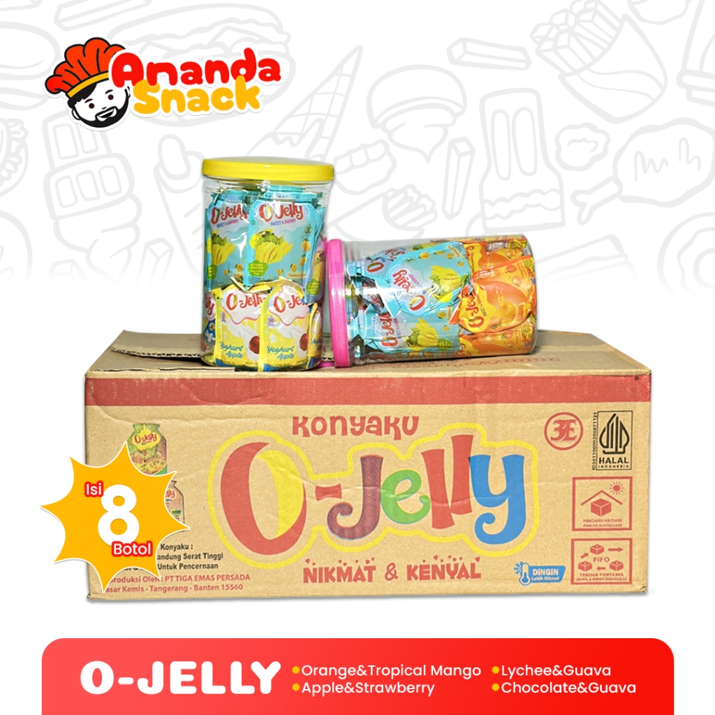 

1 DUS O Jelly - Jeli/Ager Kemasan Toples Aneka Rasa isi 8 Toples