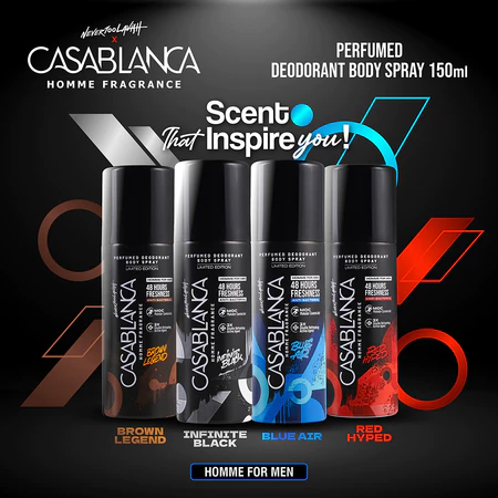 CASABLANCA Perfumed Deodorant Body Spray 150 ML - Deo Badan Tubuh Semprot Kaleng - Femme Homme - Wan