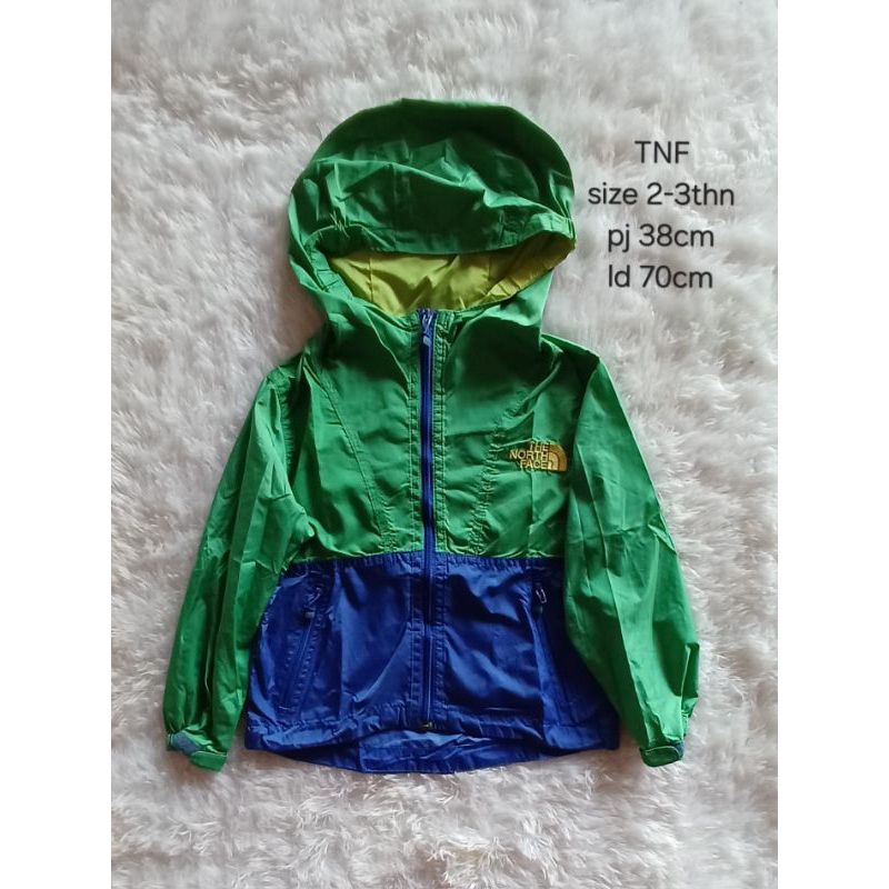 jaket gunung running anak 2-3 tahun tnf the north face hijau biru