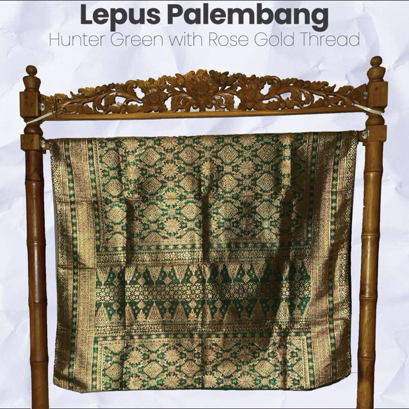 Songket Palembang Mesin seperti Tenun Motif Lepus Palembang Warna Hijau, Songket Murah, 1 Set