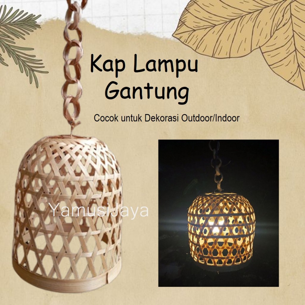 DEKORASI AESTHETIC - Kap lampu bambu gantung - lampion bambu unik
