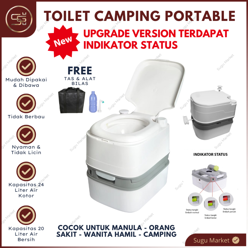 TOILET PORTABLE / TOILET PORTABLE UNTUK ORANG TUA / TOILET PORTABLE CAMPING 24L CLOSET TRAVEL