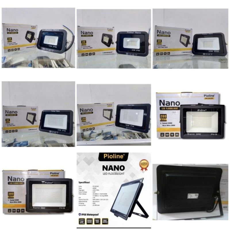 Lampu Sorot Pioline Nano Cahaya Putih 300W, 200W, 100W, 50W, 30W, 20W Dan 10 Watt