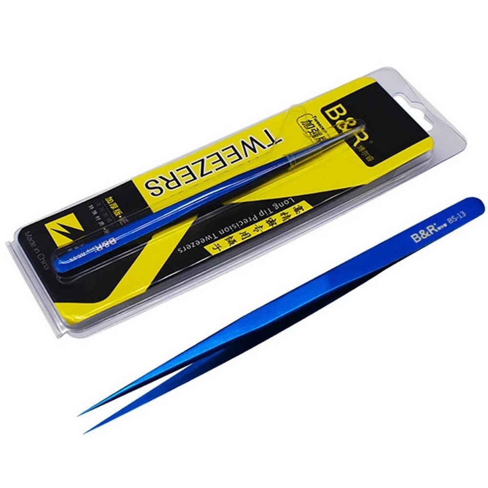PINSET B&R BS-13 B&R BS-14 BLUE LURUS / BENGKOK Precision SMD Tweezer
