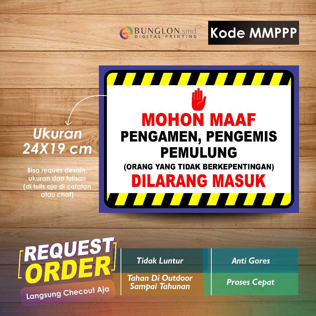 

STIKER MOHON MAAF PENGAMEN, PENGEMIS, PEMULUNG DILARANG MASUK + LAMINASI KODE MMPPP BIRU TUA