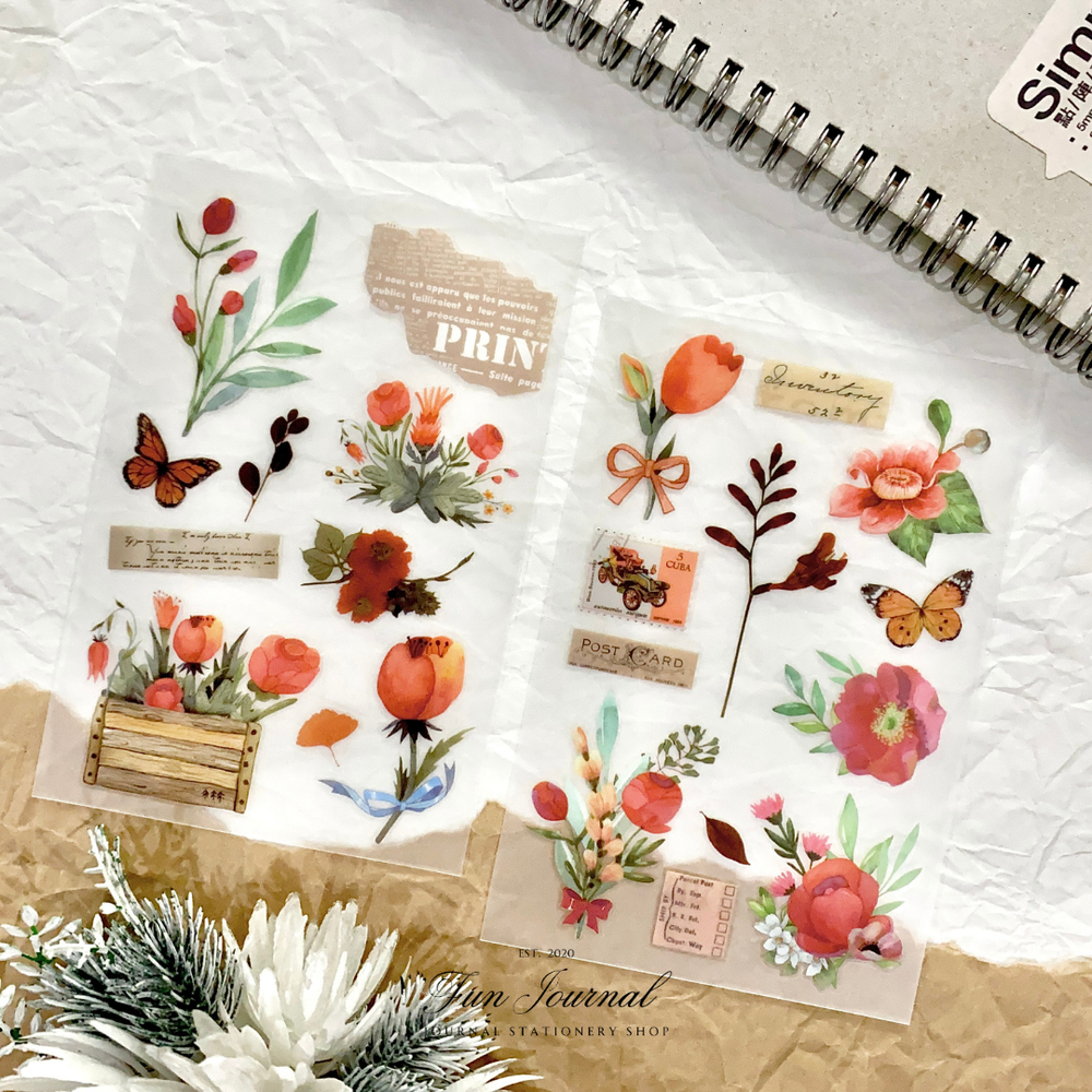 

FLOWER LANGUAGE SILENT PRINT-ON STICKER STIKER 2 SHEET UNTUK JOURNAL JURNAL SCRAPBOOK DIY BUJO