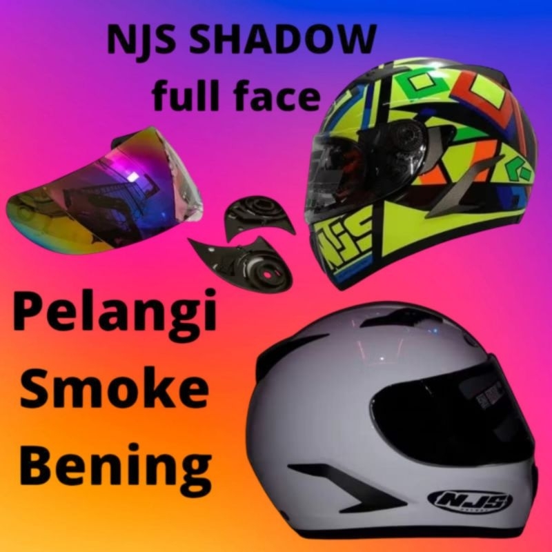 kaca helm NJS SHADOW full face + rachet motif maupun yang polos visor helmet