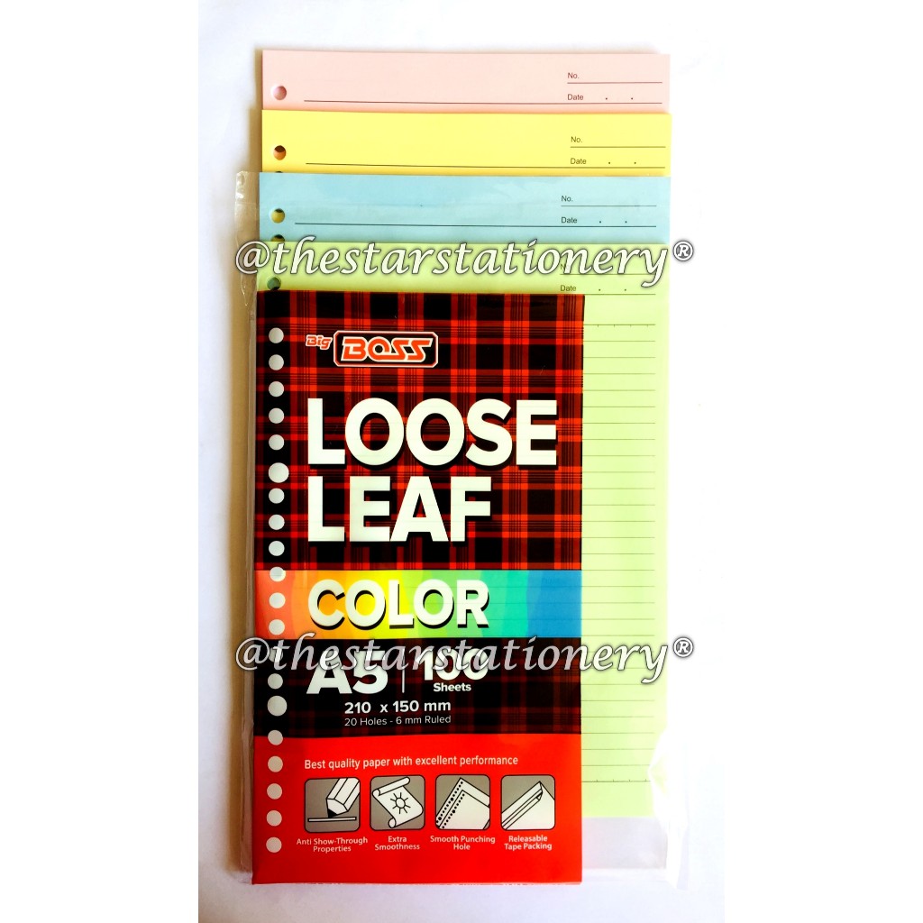 

(1 Pak Isi 100 Lembar) GROSIR Loose Leaf Big Boss A5 100 Lembar Rainbow