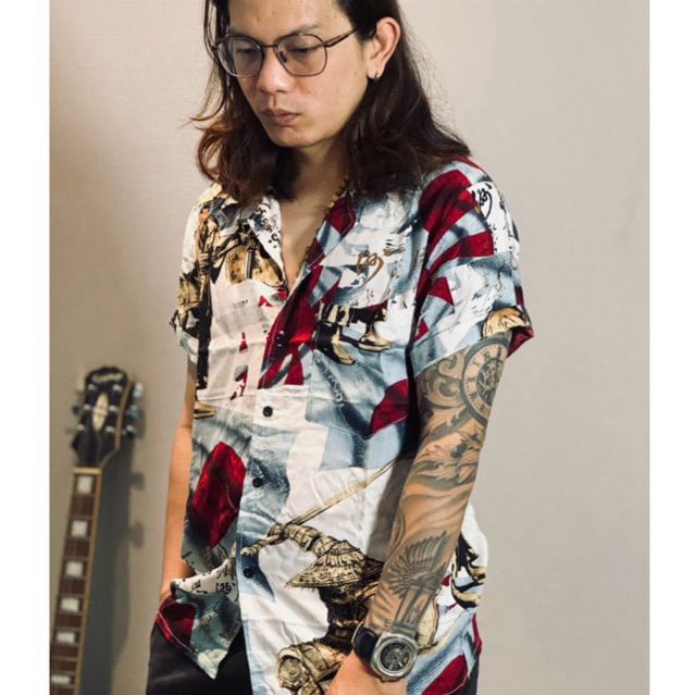 NRKY kemeja pria lengan pendek Motif full print anime