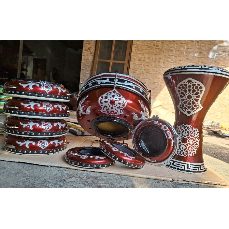 satu set hadroh ukir terompah/ 1paket hadroh ukir terompah/ 1 set hadroh ukir jepara/ 1 paket hadroh