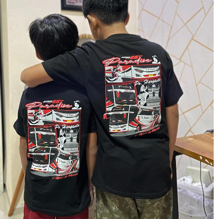 Kaos Bus Anak Paradise / Kaos Bus Telolet / Baju Bus Basuri / baju Bus Paradise / Kaos Jetbus 3 / Ka