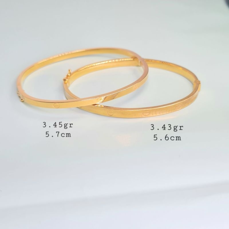 Gelang Emas Bangle Cartir Paku Cartir Gelombang Emas Asli Kadar 375 Gelang Herme Cartir Gelombang