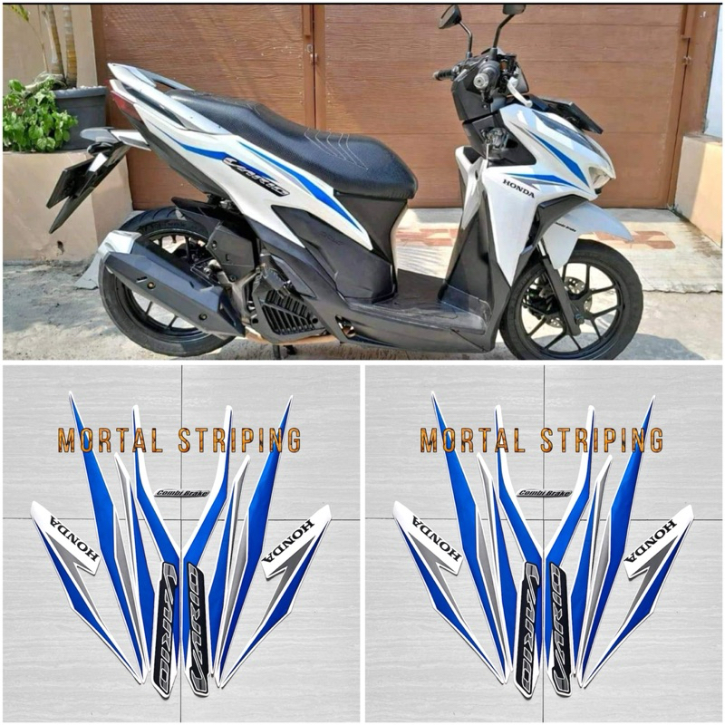 STIKER STRIPING LES LIS BODY MOTOR VARIO 125 LED TAHUN 2018 PUTIH BIRU