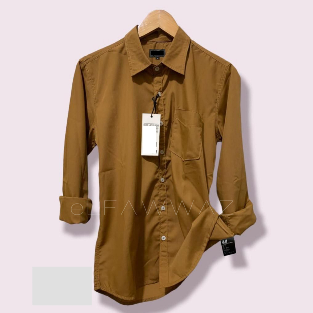 Kemeja Pria Panjang H&M Putih | Kemeja Lengan Panjang Soft Twill | Kemeja Casual Pria Putih Polos