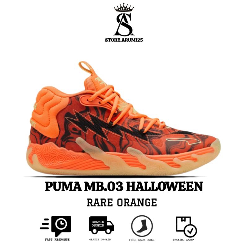 Sepatu Basket Puma MB.03 Halloween Rare Orange
