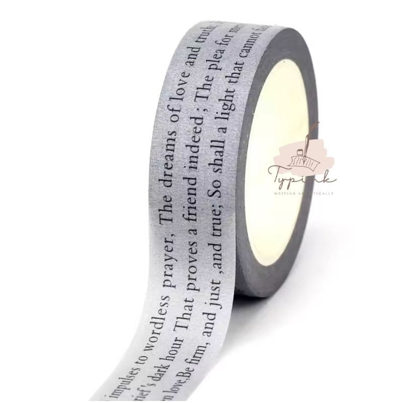 

WASHI TAPE DECORATIVE WRITING VINTAGE LETTERS WASHITAPE DECORATIVE TAPE JOURNALING SCRAPBOOK 1.5CM X 10M