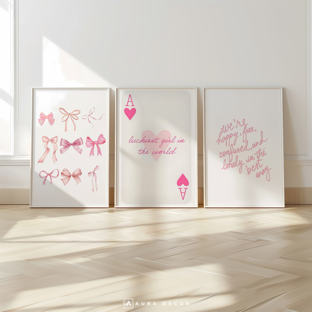 Hiasan Dinding Aesthetic Pink Pastel | Hiasan Dinding Dekorasi Kamar Cewek Lucu Kawaii | Hiasan Dind