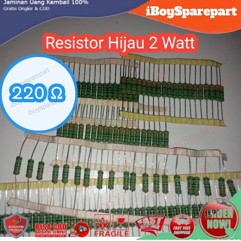 Resistor 2Watt 220 Ohm Taiwan Original