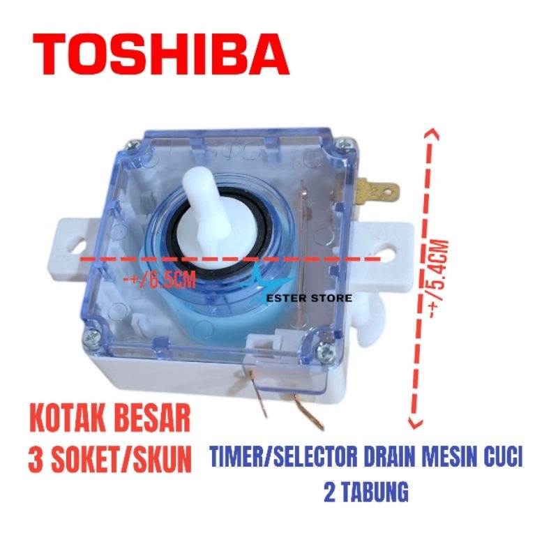 Timer / selector drain kotak besar mesin cuci Toshiba  2 tabung 3 skun/pin