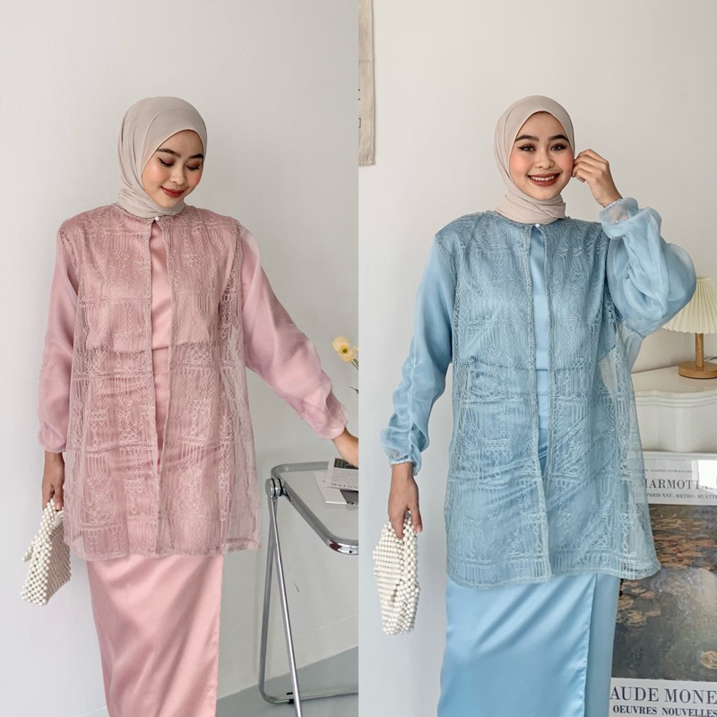 Zelina Outer Brukat Mix Organza Premium / Outer Tunik Brukat / Outer Organza