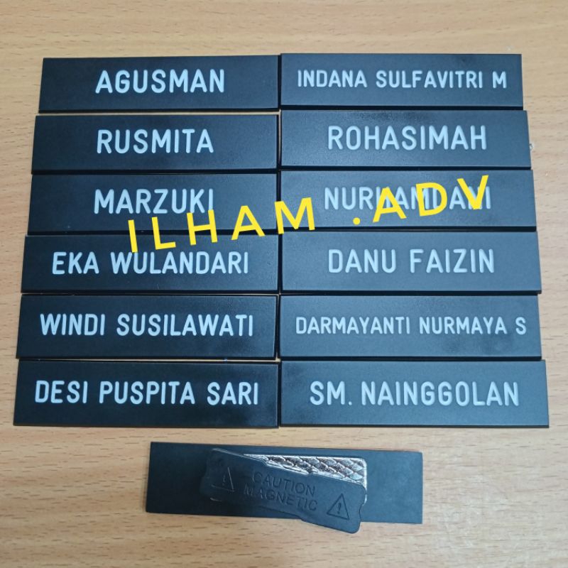 

papan nama dada grafir full hitam doff - magnet hitam berkualitas RB9