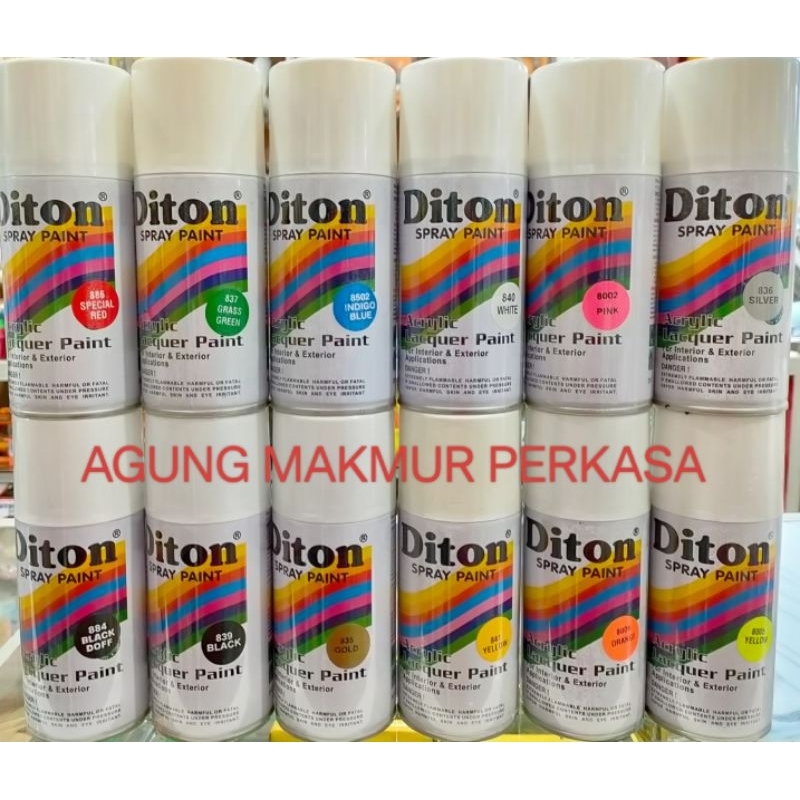 Cat Semprot Diton | Pilox Diton Pilok Silver Clear White Hitam Kuning Hitam Doff Merah Hijau Biru Go