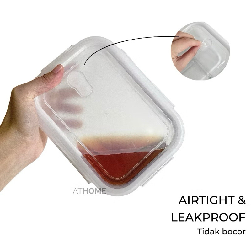 clear glass lunch box ukuran L microwave safe oven safe kotak kaca bekal kotak makan kaca food grade