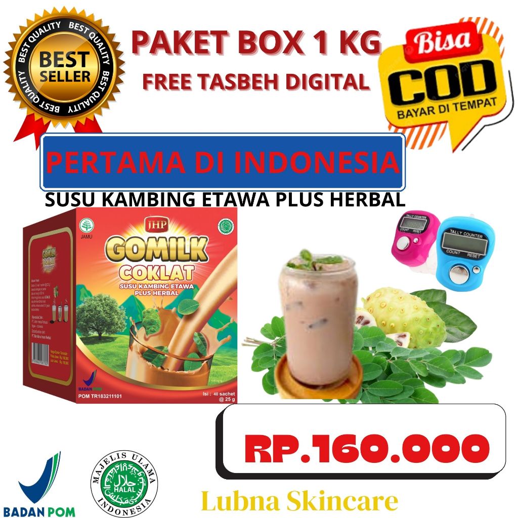 

GOMILK SACHET / 1 BOX netto 1KG isi 40 Sachet / SUSU KAMBING ETAWA PLUS HERBAL