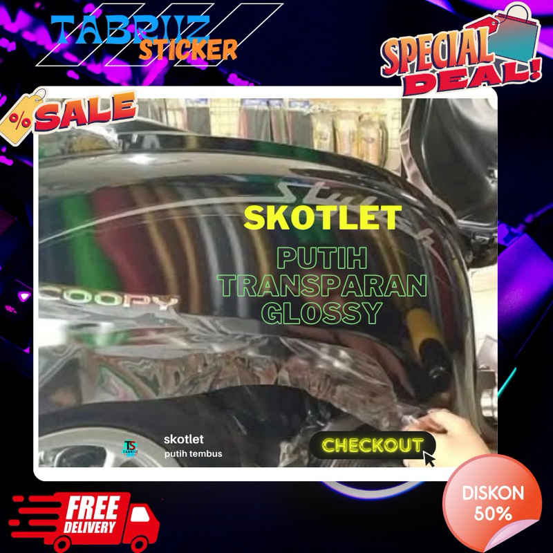 skotlet putih transparan glossy skotlet pelindung body transparan glosy untuk body kendraaan motor
