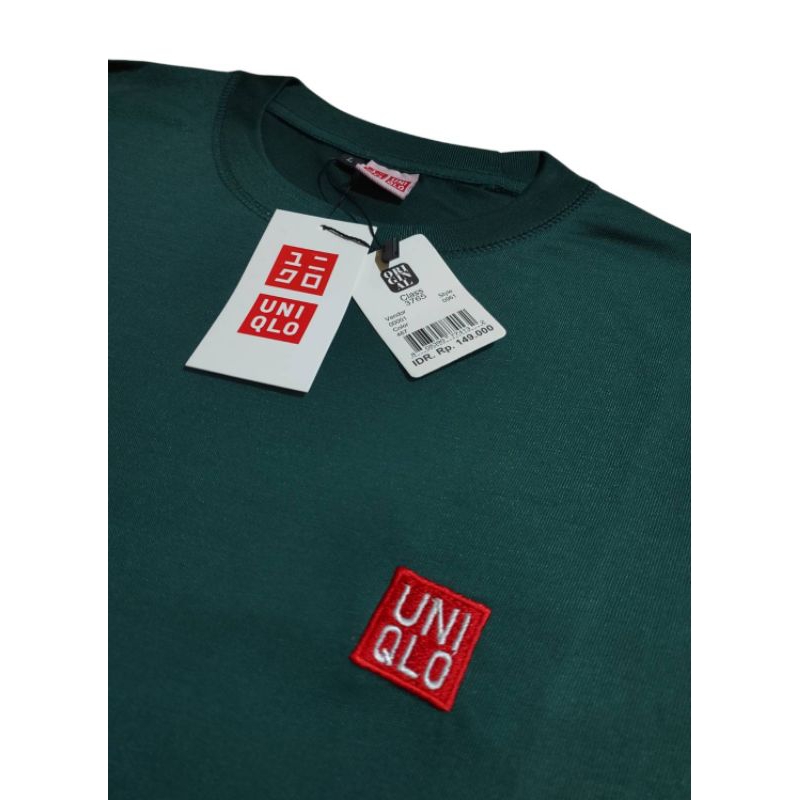 JV0L Baju Kaos Pria UNIQLO Polos Logo Bordir Simple