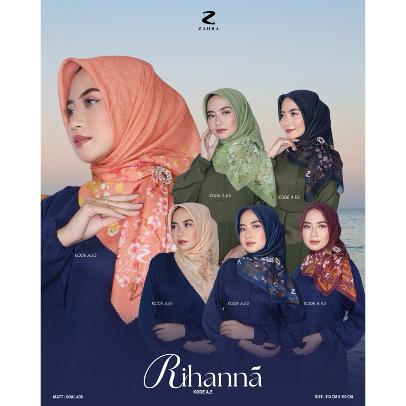 Zahra Hijab - Rihanna Series (Segi Empat Motif) Hijab Seragam