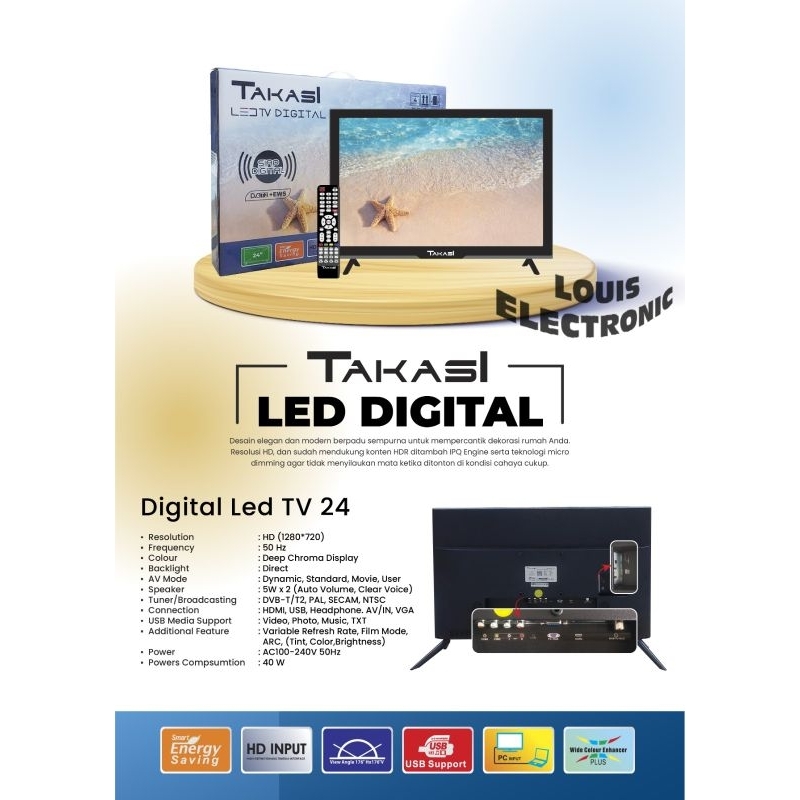 TV LED DIGITAL TV TAKASI 24" ( KHUSUS MEDAN / INSTANT )