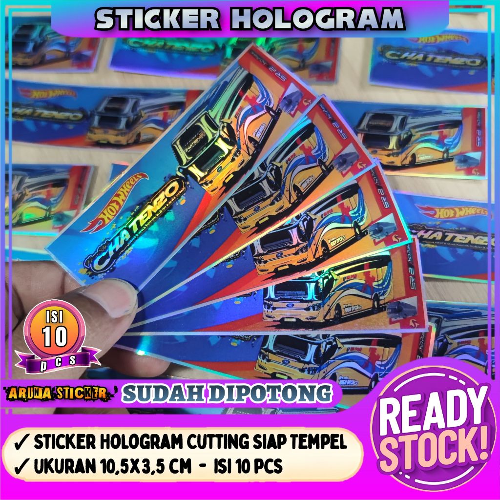 

10 pc Sticker Bus Chatenzo Hologram Panjang SUDAH DIPOTONG Tinggal Tempel Stiker Piano Sepeda Laptop