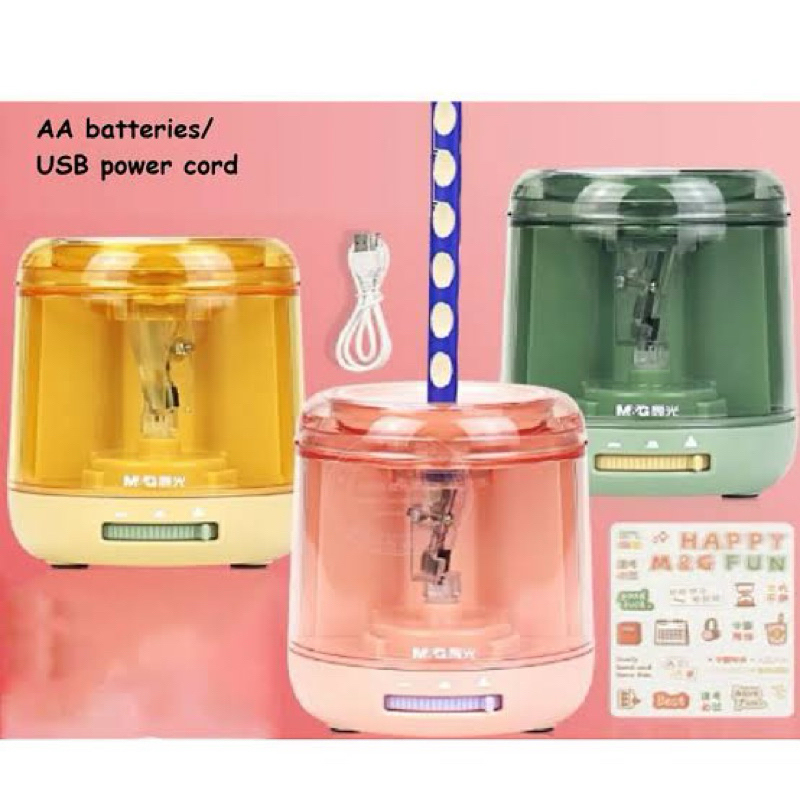 

Miniso x M&G Stationery Electric Sharpener with sticker / Rautan portable rautan pensil listrik batre