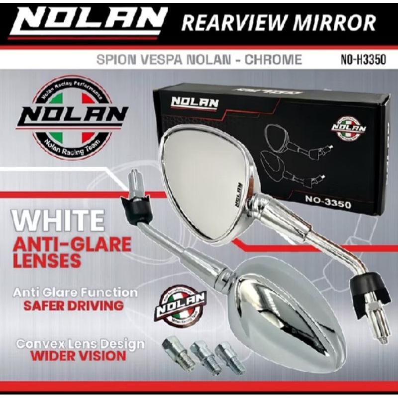 SPION VESPA MATIC NOLAN ORIGINAL MIRROR BLUE WHITE FULL CNC UNIVERSAL MOTOR FILANO FAZZIO VARIO NEW 