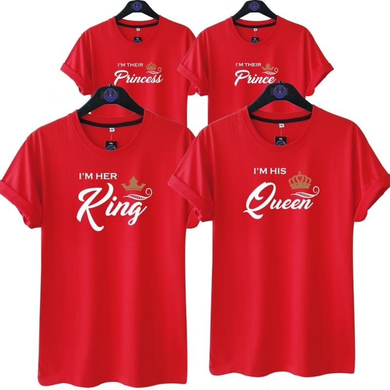Kaos couple king queen Prince princess lengan pendek - baju keluarga family shirt