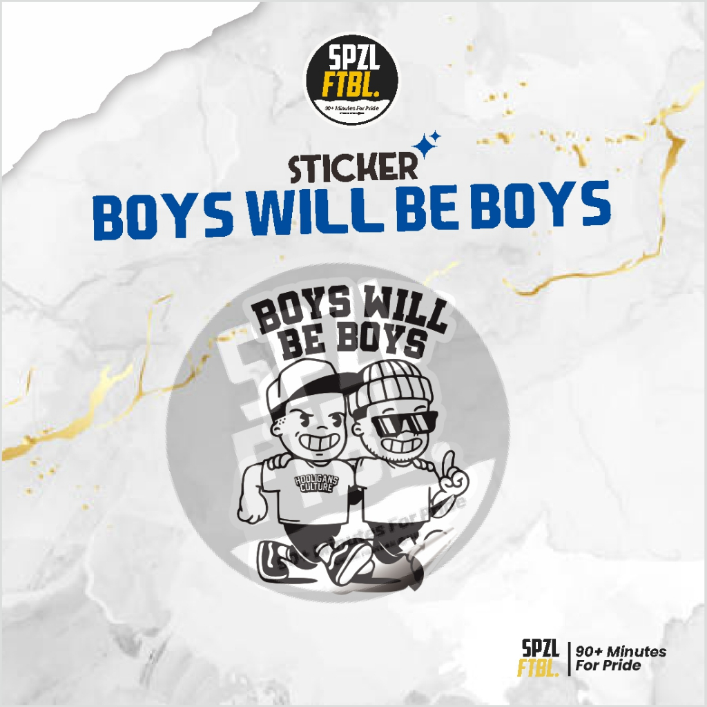 

STICKER SPEZIAL CHARACTER BOYS WILL BE BOYS-STIKER FOOTBAL CASUAL, STIKER LAPTOP, AKSESORIS HP, DLL
