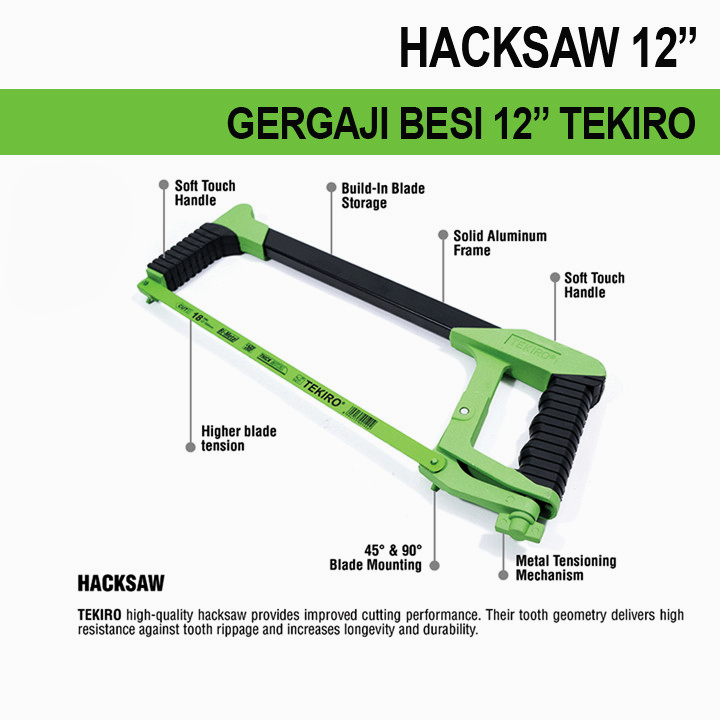 TEKIRO GERGAJI BESI 12 INCH / MATA GERGAJI BESI/TOOLS - ALAT PERKAKAS/GERGAJI BESI TANGAN