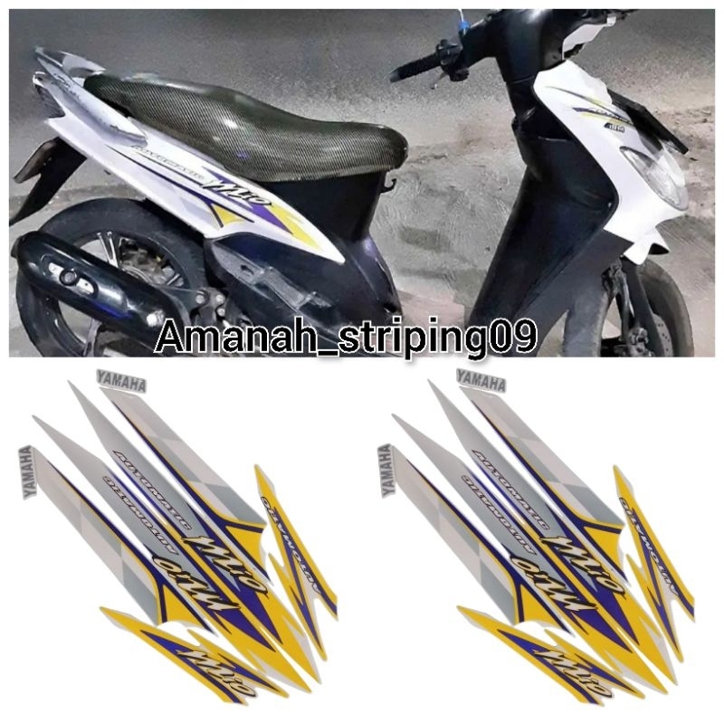 Lish lesh stiker striping standart motor YAMAHA MIO SMILE/ MIO CW warna putih terbaik