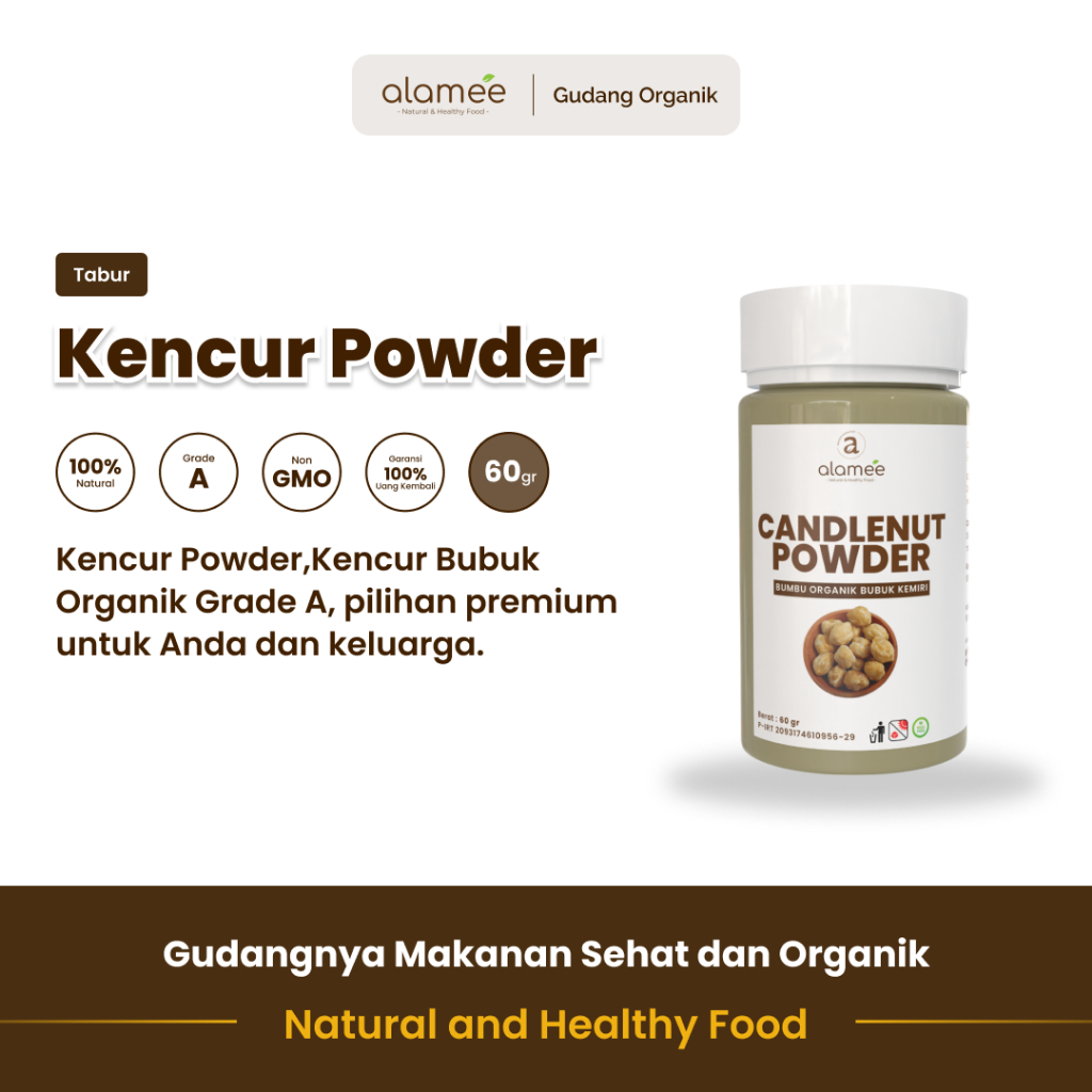 

alamee bumbu organik kencur tabur dengan aroma segar dan rasa khas yang memperkaya rasa masakan