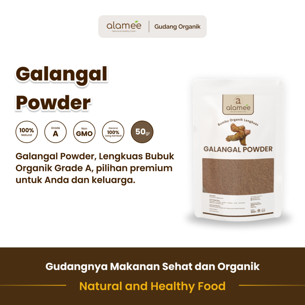 

alamee bumbu organik lengkuas 50 gram dengan aroma segar dan rasa pedas memperkaya hidangan herbal