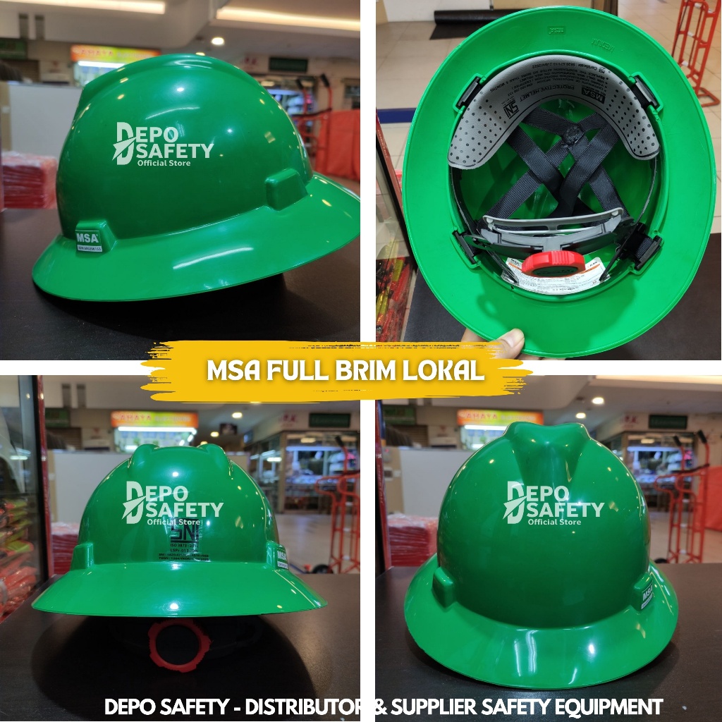 HELM SAFETY PROYEK MSA FULL BRIM FASTRACK HIJAU LOKAL - SAFETY HELMET MSA FULL BRIM V-GARD